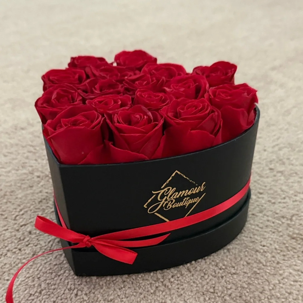 16 Flower Forever Heart Shape Box - Preserved Red Roses, Gift, Love
